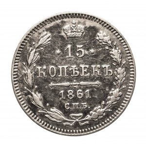 Russia, Alessandro II (1855-1881), 15 copechi 1861, San Pietroburgo