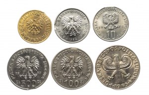 Pologne, République populaire de Pologne (1944-1989), série de pièces 1965 - 1989, DESTRUCTS (6 pièces)