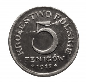 Polsko, Polské království, 5 fenig 1917, Stuttgart
