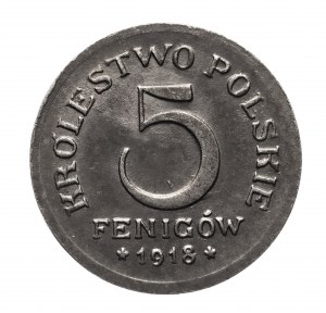 Pologne, Royaume de Pologne, 5 fenig 1918, Stuttgart