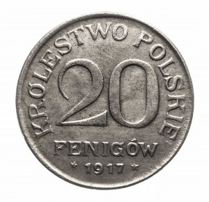 Pologne, Royaume de Pologne, 20 fenig 1917, Stuttgart