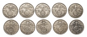 Germany, Third Reich (1933-1945), set: 2 Hindenburg mothers, 1936, 1937, 1939, Berlin - 10 pieces