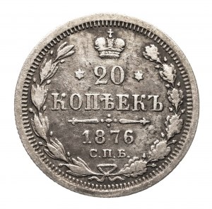Rusko, Alexandr II (1854-1881), 20 kopějek 1876 СПБ-HI, Petrohrad
