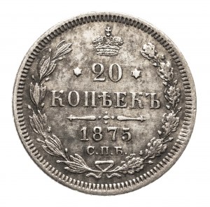 Rusko, Alexandr II (1854-1881), 20 kopějek 1875 СПБ-HI, Petrohrad