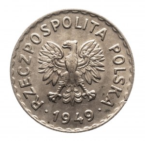 Polska, PRL (1944-1989), 1 złoty 1949 miedzionikiel