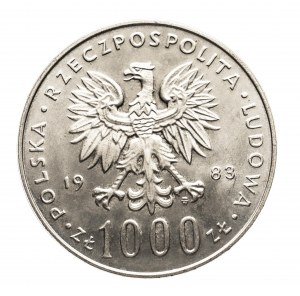 Pologne, République populaire de Pologne (1944-1989), 1000 zloty 1983, Jean-Paul II, argent