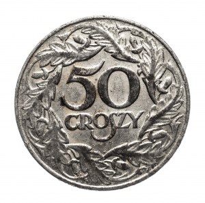 Polen, Generalgouvernement (1939-1945), 50 groszy 1938, Warschau, vernickeltes Eisen