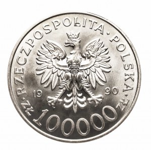 Polska, Rzeczpospolita Polska od 1989 roku, 100000 złotych 1990, Solidarność typ A