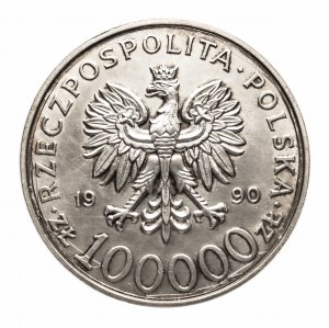 Pologne, République de Pologne depuis 1989, 100000 zloty 1990, Solidarité type A