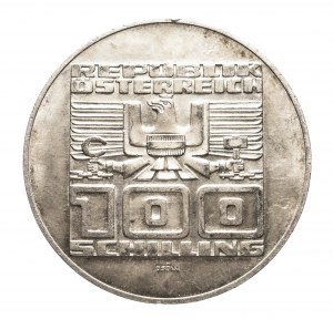 Autriche, Deuxième République depuis 1945, 100 shillings 1977, 900e anniversaire - Forteresse de Hohensalzburg