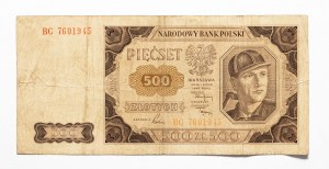 Poľsko, PRL (1944-1989), 500 ZŁOTYCH 1.07.1948, séria BC