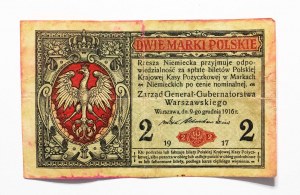 Warsaw General Government, 2 Polish marks 9.12.1916, General, Series B
