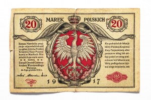 Generalgouvernement Warschau, 20 polnische Mark 9.12.1916, Allgemein, Serie A
