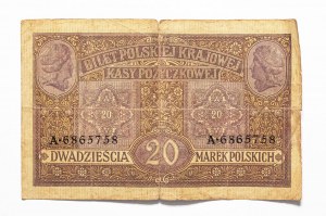 Varšavská generální vláda, 20 polských marek 9.12.1916, všeobecná, série A