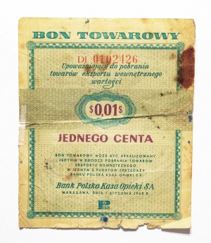Pewex, 1 Cent 1.01.1960, Sorte mit Klausel, DI-Serie