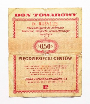 Pewex, 50 centesimi 1.01.1960, varietà clausola, serie Dc