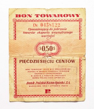 Pewex, 50 centów 1.01.1960, odmiana z klauzulą, seria Dc