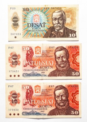 Tchécoslovaquie, série de 3 billets, 110 couronnes