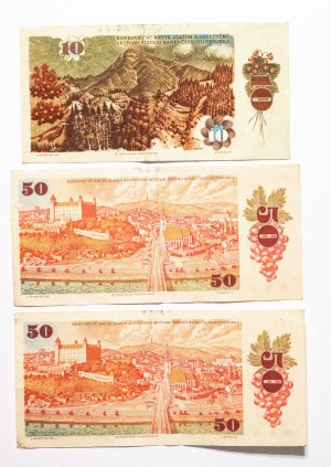 Tschechoslowakei, Satz von 3 Banknoten, 110 Kronen