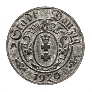 Freie Stadt Danzig (1920-1939), 10 fenig 1920, zinco, 57 perle, Danzica