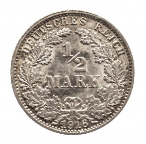 Germany, German Empire (1871-1918), 1/2 mark 1916 A, Berlin