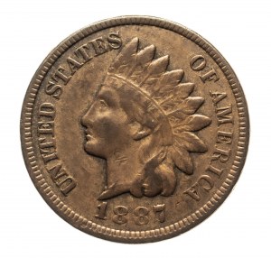 Stany Zjednoczone Ameryki (USA), 1 cent 1887, typ Indian's Head, Filadelfia