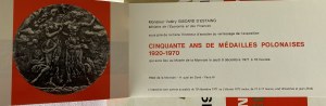 Catalogo delle medaglie polacche di una mostra a Parigi nel 1971, con invito di Valery Giscard D'estaing.