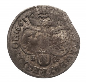 Pologne, Jan II Casimir Vasa (1648-1668), six pence 1661 N G, Poznań