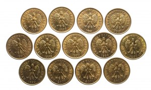 Poland, the Republic since 1989, set of 5 pennies 1990-2002 (13 pieces).