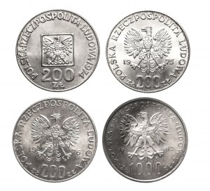 Polen, PRL (1944-1989), Silber-Gedenkmünzensatz 1974-1982