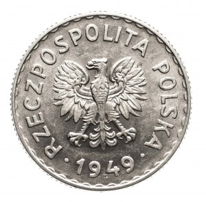 Pologne, PRL (1944-1989), 1 zloty 1949, aluminium