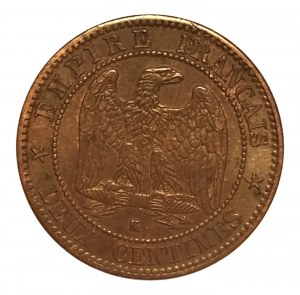 Francja, Napoleon III (1852-1870) 2 centymy 1862 K, Bordeaux