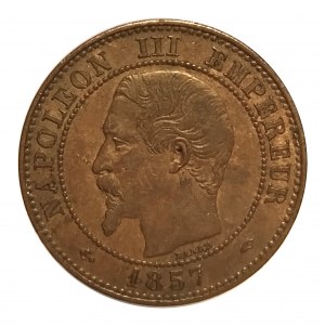 Francja, Napoleon III (1852-1870) 2 centymy 1857 A, Paryż