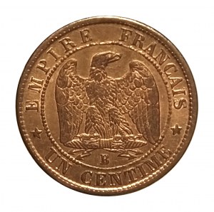 Francia, Napoleone III (1852-1870), 1¢ 1853 B, Rouen