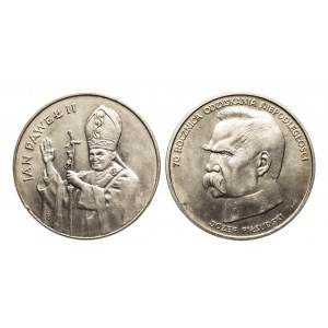 Polska, PRL (1944-1989), zestaw 2 monet: Jan Paweł II, Józef Piłsudski