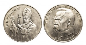 Polska, PRL (1944-1989), zestaw 2 monet: Jan Paweł II, Józef Piłsudski