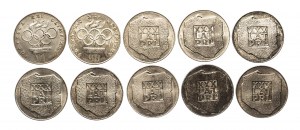 Pologne, PRL (1944-1989), 200 zloty - set de 10 pièces, Carte, Jeux Olympiques