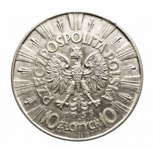 Poľsko, Druhá republika (1918-1939), 10 zlotých 1938, Piłsudski, Varšava