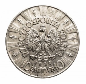 Polsko, Druhá polská republika (1918-1939), 10 zlotých 1939, Piłsudski, Varšava