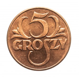 Poland, Second Republic (1918-1939), 5 groszy 1939, Warsaw