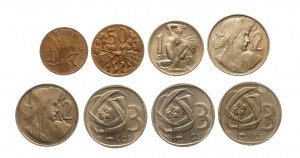 Československo, súbor obehových mincí 1946-1969, 8 ks.