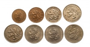 Tchécoslovaquie, série de pièces de circulation 1946-1969, 8 pièces.