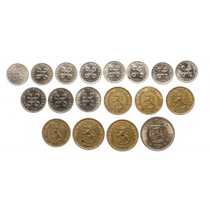 Finlandia, zestaw monet obiegowych 1952-1975, 18 szt.