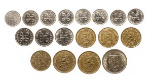 Finsko, sada oběžných mincí 1952-1975, 18 ks.
