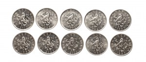 République Tchèque, série de 10 haltères 1993-2003, 10 pièces.