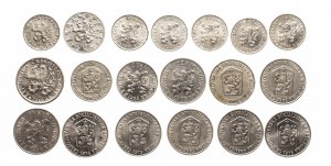 Tchécoslovaquie, série de pièces de circulation 1950-1975, 19 pièces.