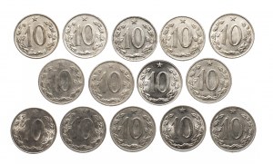 Czechoslovakia, set of 10 haler 1953-1971, 14 pieces.