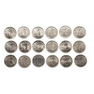 Czechosłowacja, zestaw 10 halerzy 1974-1992, 18 szt.