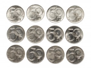 Czech Republic, set of 50 halvers 1993-2007, 12 pieces.