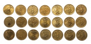 Czechoslovakia, set of 20 halvers 1972-1992, 21 pieces.